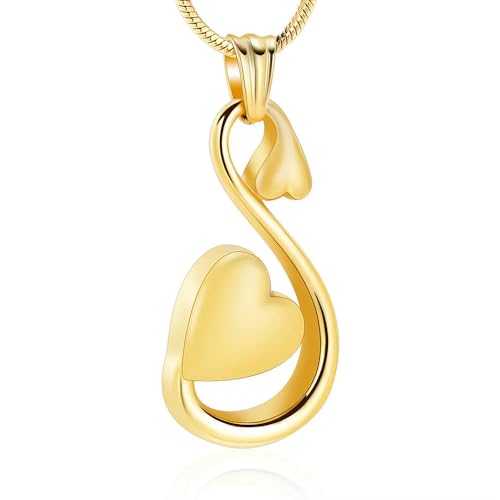 MYPOWER Urnen-Kremationskette in Schwanenform aus Edelstahl mit Herzanhänger-Anhänger für Asche, Geschenk für Frauen, Gedenkschmuck, Gold MYPOWER Urnen-Kremationskette in Schwanenform aus Edelstahl mit Herzanhänger-Anhänger für Asche, Geschenk für Frauen, Gedenkschmuck, Gold von MYPOWER