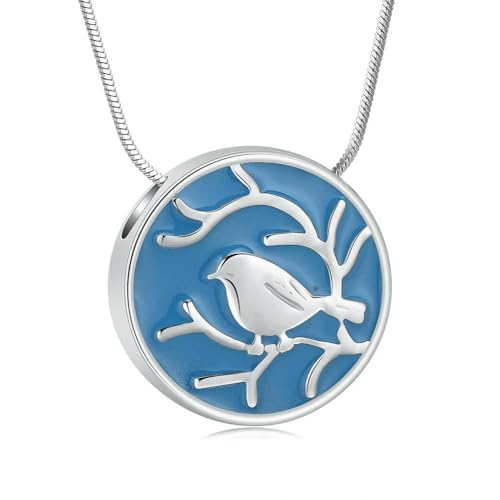 MYPOWER Urnen-Medaillon mit Lebensbaum-Motiv, Vogel-Urnen-Medaillon für Asche, Andenken-Urnen-Halskette für einen geliebten Menschen, Blau MYPOWER Urnen-Medaillon mit Lebensbaum-Motiv, Vogel-Urnen-Medaillon für Asche, Andenken-Urnen-Halskette für einen geliebten Menschen, Blau von MYPOWER