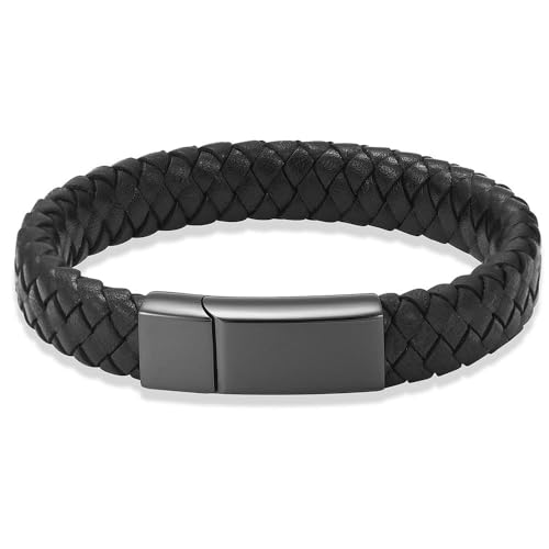 MYPOWER Urnenarmband für Asche, Gedenkschmuck, geflochtenes Leder, Urnenarmband für Männer, Andenken, Urnenarmreif, Schmuck-b-24cm MYPOWER Urnenarmband für Asche, Gedenkschmuck, geflochtenes Leder, Urnenarmband für Männer, Andenken, Urnenarmreif, Schmuck-b-24cm von MYPOWER