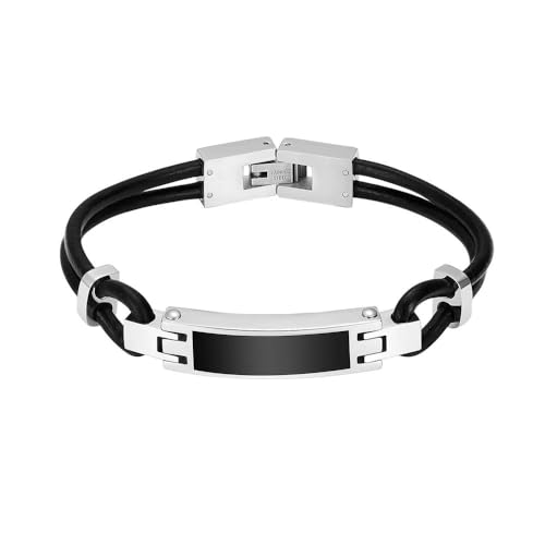 MYPOWER Urnenarmband für Einäscherung, doppelte Lederseilform, langlebiger Edelstahl-Organanschluss, Aschehalter für Haustiere, Hunde, Urnen, Schwarz, 20 cm von MYPOWER