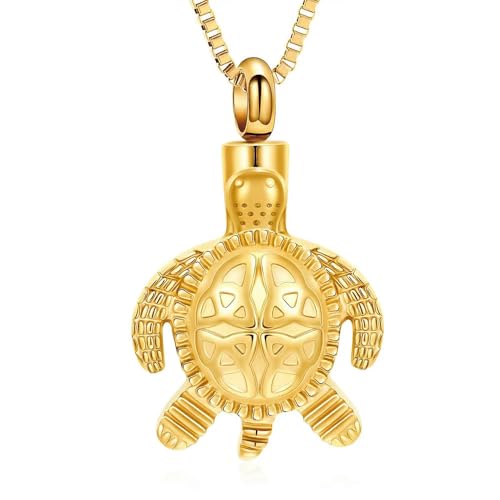 MYPOWER Urnenkette mit Meeresschildkröte-Anhänger aus Edelstahl für die Asche, Andenken, Haustier, menschliche Asche, Halskette, Gold MYPOWER Urnenkette mit Meeresschildkröte-Anhänger aus Edelstahl für die Asche, Andenken, Haustier, menschliche Asche, Halskette, Gold von MYPOWER