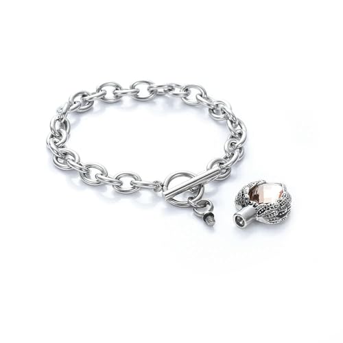 MYPOWER Urnenketten-Armreif mit Herzanhänger für Haustier-/Menschenaschehalter, Edelstahl, verstellbar, Geschenk für Ehefrau und Mädchen, Gedenkarmband-A von MYPOWER