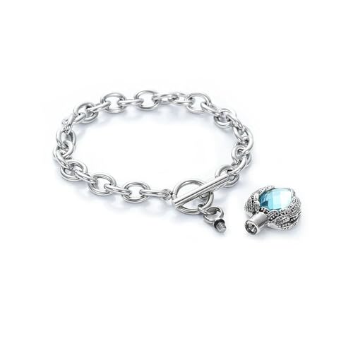 MYPOWER Urnenketten-Armreif mit Herzanhänger für Haustier-/Menschenaschehalter, Edelstahl, verstellbar, Geschenk für Ehefrau und Mädchen, Gedenkarmband-B von MYPOWER