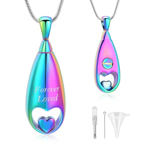 MYPOWER Urnenketten für Asche für Damen und Herren, Gedenkmedaillons, Anhänger mit der Gravur „Always in my Mind Forever in my-colorful“ von MYPOWER
