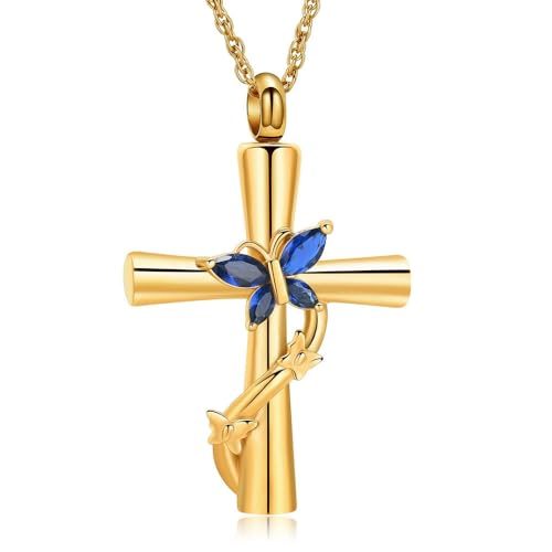 MYPOWER Urnenketten für Asche für Damen und Herren, Gedenkmedaillons, Anhänger mit der Gravur „Always in my Mind Forever in my-gold“ von MYPOWER
