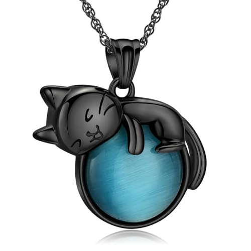MYPOWER Urnenketten für Katzenasche, Einäscherungsschmuck für Asche, Andenkenanhänger für Asche für Frauen und Männer, Schwarz von MYPOWER