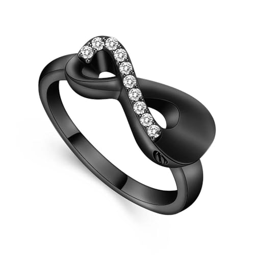 MYPOWER Urnenring aus Edelstahl in Bogenform für die Asche von Haustieren/Menschen, Symbol für ewiges Zusammensein, Gedenkschmuck für Frauen, 6, Schwarz von MYPOWER