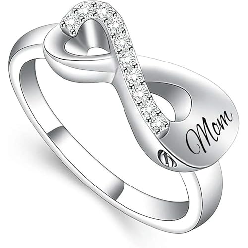 MYPOWER Urnenring aus Edelstahl in Bogenform für die Asche von Haustieren/Menschen, Symbol für ewiges Zusammensein, Gedenkschmuck für Frauen, 7-Mutter von MYPOWER