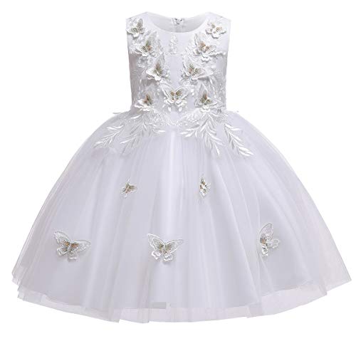 MYRISAM Kleine / große Mädchen Schmetterlinge Kleid Prinzessin Stickerei Geburtstag Festzug Hochzeit Blumenmädchen Ballkleider 3-12T - Weiß - 9-10 Jahre von MYRISAM