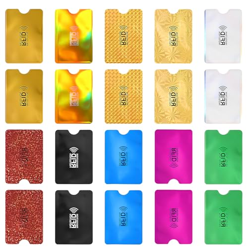 20 RFID-Kreditkartenhüllen, 10 einzigartige Designs, Aluminiumfolienmaterial, Diebstahlschutz & Anti-Entmagnetisierung, Schutz für Bankkarten, Ausweise und mehr von MYRLOFT