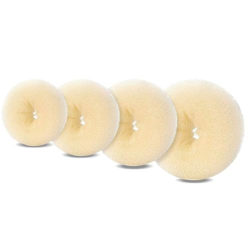 4 Stück Haarknoten Maker mit 20 Bobby Pins, Haar Donuts für Dutt, Beige Haar Donut Shaper in 4 Größen, Haarpolster Donuts für Dutt, Dutt Maker Werkzeug für Frauen und Mädchen von MYRLOFT