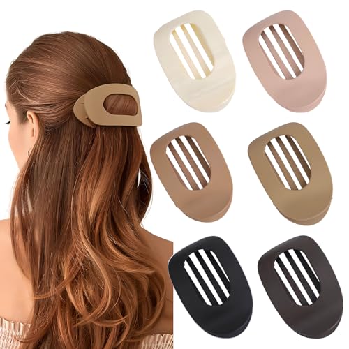 Flache Haarklammern für Damen, französische flache Haarklammern, gebogenes Design, Entenschnabel-Haarspangen zum Liegen und Fahren, ideal für dünnes und dickes Haar, 6 Stück von MYRLOFT