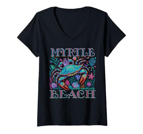 Damen MYRTLE BEACH SC BLUE CRAB SUMMER STRAND VACATION GIFTS T-Shirt mit V-Ausschnitt Damen MYRTLE BEACH SC BLUE CRAB SUMMER STRAND VACATION GIFTS T-Shirt mit V-Ausschnitt von MYRTLE BEACH SOUTH CAROLINA BLUE CRAB VACATION