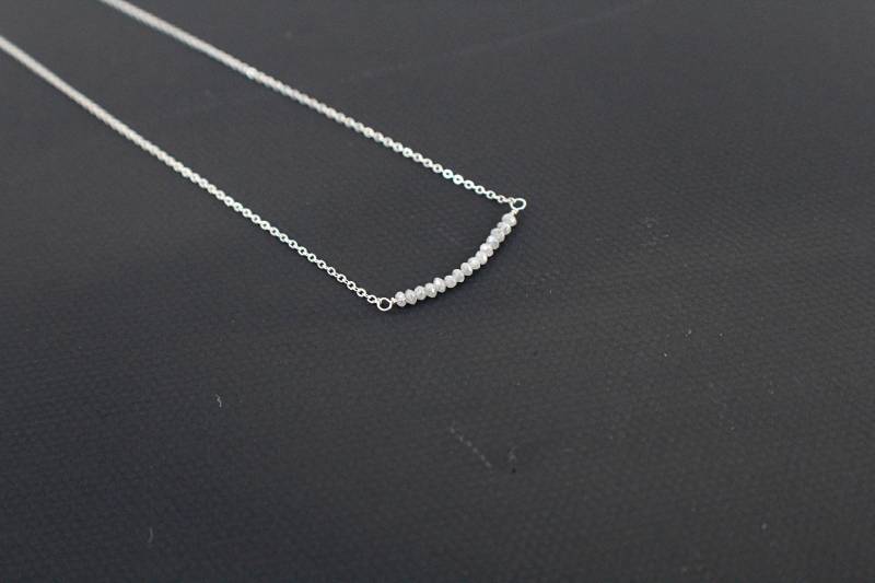 Rohe Weiße Diamant Bar Sterling Silber Halskette von MYSHELFIE
