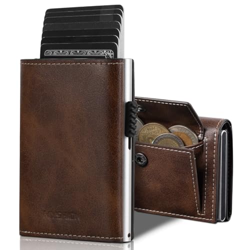 MYSHION Geldbörse Herren mit Münzfach & RFID-Schutz, Smart Wallet mit Sichtfenster, Portmonee Geldbeutel Herren, Portemonnaie Herren mit 6 Kartenfächern für bis zu 11 Karten (Braun) von MYSHION