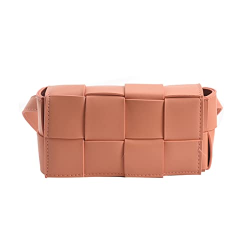 Bauchtasche mit umwandelbarer Umhängetasche für Damen, gewebte Kassetten-Handtasche, Orange/Abendrot im Zickzackmuster (Sunset Chevron), Small von MYSNKU