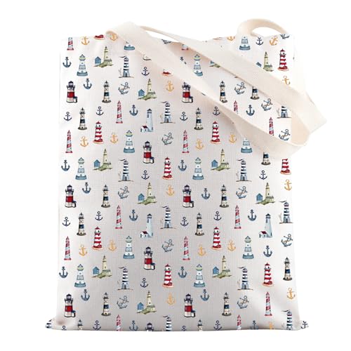 Leuchtturm Tote Bag Anker Handtasche Nautische Geschenke Leuchtturmliebhaber Geschenke Maritim Umhängetasche, Leuchtturm Tg3, INCH von MYSOMY