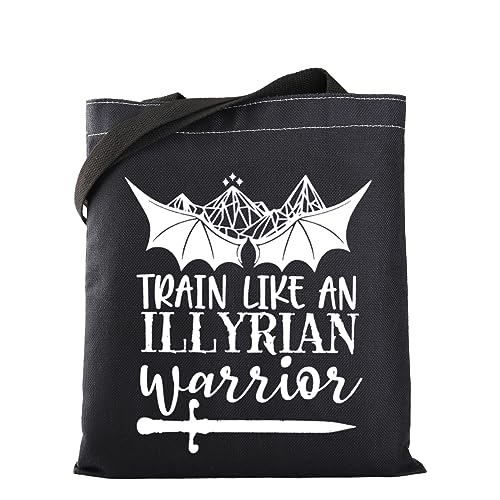 MYSOMY ACOTAR Geschenktasche Train Like An Illyrian Warrior The Night Court Book Lover Geschenk SJM Einkaufstasche Geschenk für Leser, Britischer Krieger Tb, Einheitsgröße von MYSOMY