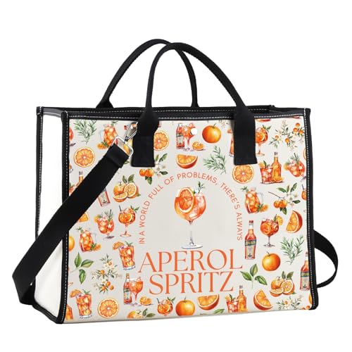 MYSOMY Aperol Spritz Tote Bag Aperol Lover Gift Italian Summer Aperol Spritz Gift Aperol Spritz Party Shoulder Bag, Aperol Spritz Tg2, INCH von MYSOMY