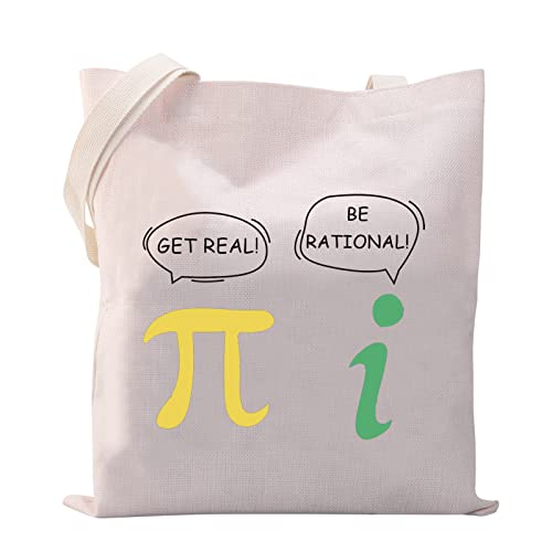 MYSOMY Be Rational Get Real Tote Bag Mathematik Geek Geschenke Mathematik Tote Bag Mathematik Pi Day Geschenke für Mathematik Lehrer Mathematik Liebhaber Geschenke Handtasche, Get Real Tote Bag, small von MYSOMY