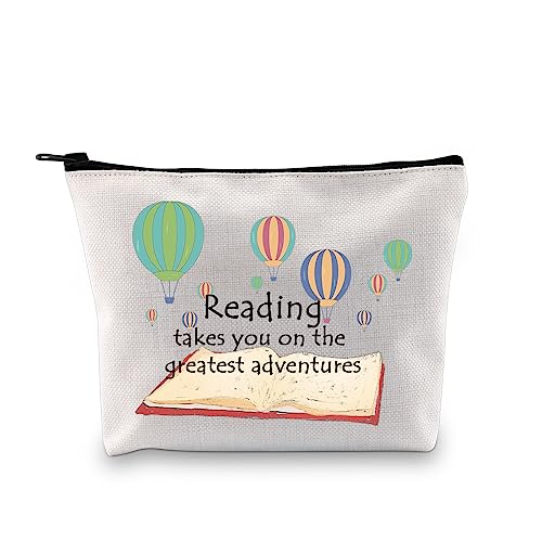 MYSOMY Book Reader Gifts Reading Takes You on The Greatest Adventures Make-up-Tasche Lesegeschenke für Buchliebhaber Kosmetiktasche, Reading Takes Adventures Tasche von MYSOMY