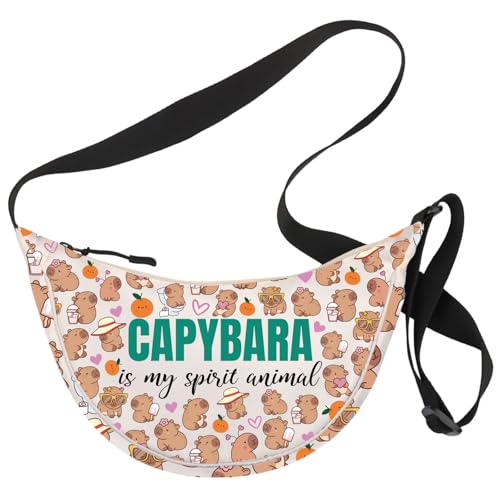 MYSOMY Capybara Umhängetasche Capybara Lovers Geschenke Don't Worry Be Capy Geschenke Capybara Schultertasche Capybara Halbmond Tasche, Capybara Cb3 Uk3, 111 von MYSOMY