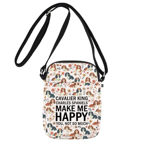 MYSOMY Cavalier King Charles Spaniel Crossbody Bag Cavaliers Kings Charles Gifts CKCS Lover Gift Cavalier King Charles Spaniel Umhängetasche, Cavalier Happy Cb1, 111 von MYSOMY