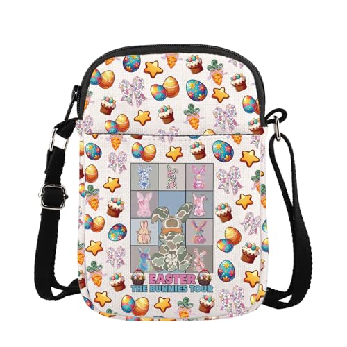 MYSOMY Easter The Bunnies Tour Crossbody Bag Bunny With Cap Shoulder Bag Easter Eggs Gifts Cute Easter Rabbit Gift, Ostern Cb, 14.7 x 2 x 21centimeters (5.8 x 0.8 x 8.3 inches) von MYSOMY