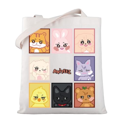 MYSOMY Aniteez K-Pop Group Members Canvas Tote Bag, 35 x 40 cm, Wasserdicht, Unisex-Erwachsene, K-Pop Fans, Various Social Groups, 13.7inch*15.7inch, Anitee Tb von MYSOMY