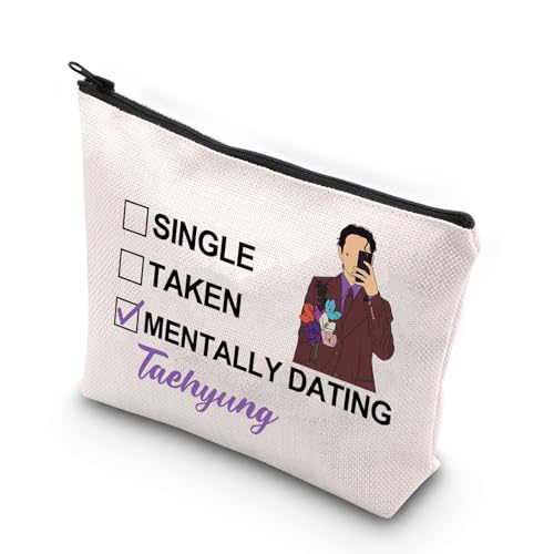 MYSOMY K Pop V Make-up-Tasche, Wasserfest, Violet, 23 cm x 16,5 cm x 19 cm, Reißverschluss, Damen, Multifunktional für Make-up, Reise & Bad von MYSOMY