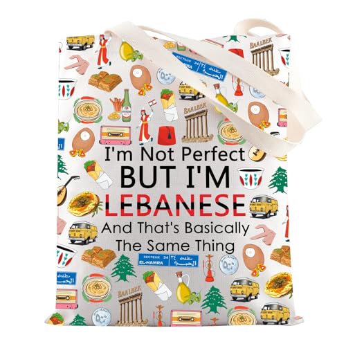 MYSOMY Libanesische Tragetasche, Libanon-Geschenk, "I'm Not Perfect But I'm Libanesische Geschenke", Libanon-Reisetasche, Libanesisch und Tg3, INCH von MYSOMY