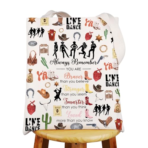 MYSOMY Line Dance Tragetasche, Country-Musik, Linientanz-Geschenke, Linientänzerin, Liebhaber, Lebensmitteltasche, Stiefel, Westerntanz, Always Line Dancing, INCH von MYSOMY