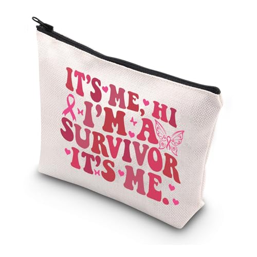 MYSOMY Make-up-Tasche für Brustkrebs-Bewusstsein, rosa Schleife, Make-up-Tasche, Reißverschluss, Krebskämpfer, Geschenk für Brustkrebs, Geschenke für Frauen, Tasche mit rosa Schleife, Modern von MYSOMY