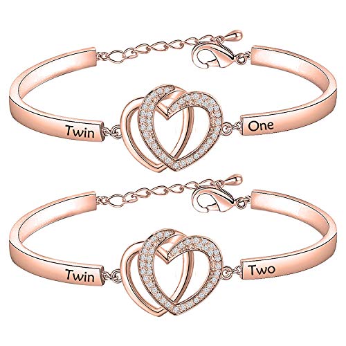 MYSOMY Twin Bracelets Twin One Twin Two Bracelet Set Twin Sisters Jewelry Twins Gifts, Messing von MYSOMY