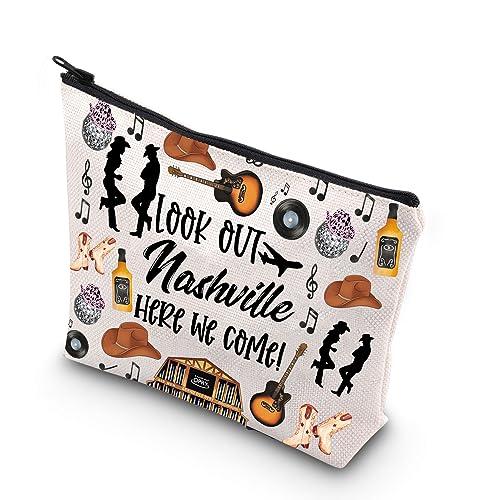 MYSOMY Nashville Make-up-Tasche, Nashville-Reisegeschenke, Nashville-Themen-Geschenke, Nashville-Reißverschlusstasche, Nashville-Taschen für Damen, Nashville White Mb von MYSOMY