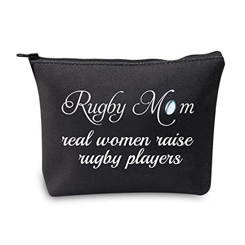 MYSOMY Rugby-Mutter-Make-up-Tasche, echte Frauen, Rugbyspieler, Reißverschluss-Tasche, stolze Rugby-Mutter, Geschenke, Rugby-Kosmetiktasche, Raise Rugby Players Mb, modisch von MYSOMY
