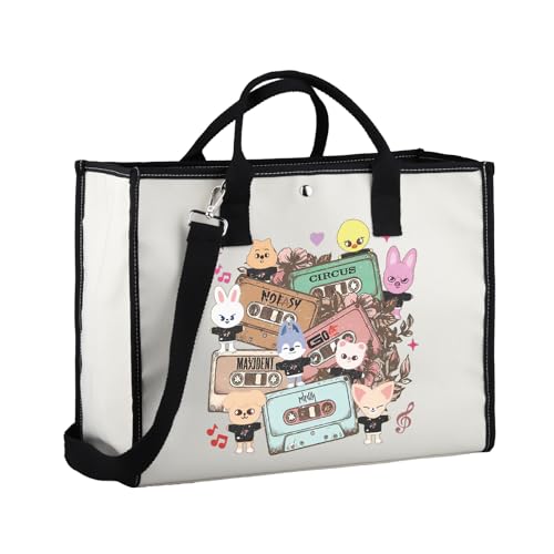 MYSOMY SKZ K-POP Boy Group Geschenk SKZ Canvas Tote Bag Stay Fandom Gifts SKZ Fans Umhängetasche K-POP Music Lover Merch, Skz Tragetasche, 13.7inch*15inch von MYSOMY