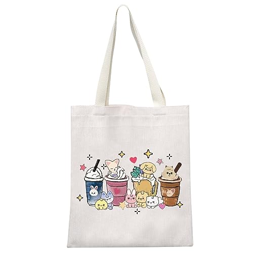 MYSOMY SKZ K-POP Boy Group Geschenk Stay Fandom Tote Bag SKZ Fans Kosmetiktasche SKZ Charakter Einkaufstasche K-POP Musikliebhaber Merchandise, UK Skz Tea Tb, 38.5*29.5*18cm von MYSOMY