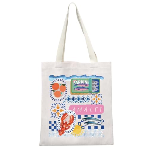 MYSOMY Sardine and Summer Food Canvas Tote Bag Foodie Gift Tinned Fish Lover Shoulder Bag Sardine Farmers Market Bag, Sardinen Tb3, 13.7inch*15.7inch von MYSOMY