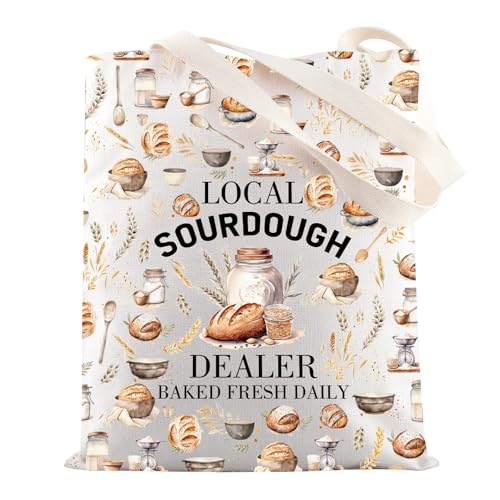 MYSOMY Sauerteig-Tragetasche aus Segeltuch, lokale Sauerteig-Händler, Geschenke, Sauerteig-Liebhaber, Geschenke, Sauerteigbrot, Schultertasche, Lokaler Sauerteig Tg3, INCH von MYSOMY