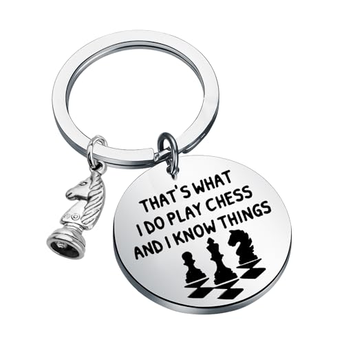 MYSOMY Schach Schlüsselanhänger Schachspieler Geschenk Schach Meister Geschenk Brettspiel Schach Geschenk That's What I Do Play Chess And I Know Things, Schach Kc, 1.18INCHES von MYSOMY