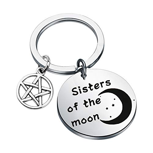 MYSOMY Schlüsselanhänger mit Mond und Pentagramm, Wicca-Geschenk, S, Edelstahl, von MYSOMY