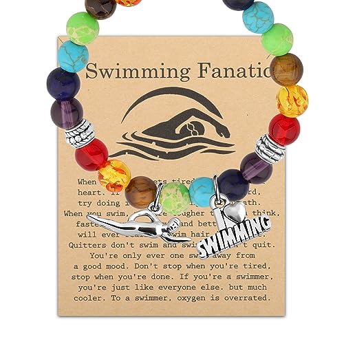 MYSOMY Schwimmen Geschenk Schwimmen Armband Nachricht Karte Schmuck für Schwimmer Schwimmen Liebhaber Geschenk Schwimmen Team Inspirierendes Geschenk, S, Legierung, Kein Edelstein von MYSOMY