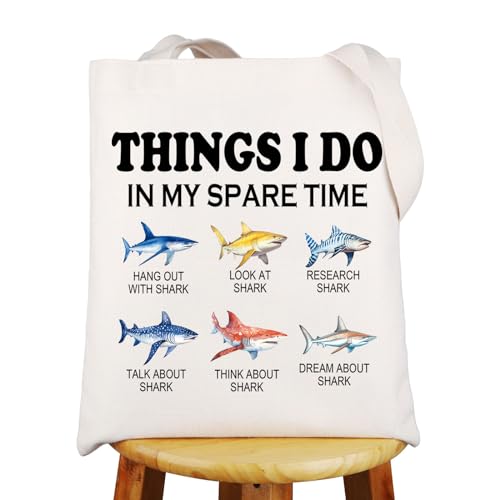 MYSOMY Shark Tote Bag Shark Lover Gifts Shark Shoulder Bag Shark Canvas Bag Shark Merchandise, Things I Do Tb, INCH von MYSOMY