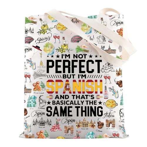 MYSOMY Spanische Tragetasche Spanien Reise Geschenke I'm Not Perfect But I'm Spanish Gifts Spanien Reisetasche, Spanisch und Tg3, INCH von MYSOMY