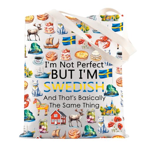 MYSOMY Swedish Tote Bag Sweden Trip Gifts I'm Not Perfect But I'm Swedish Gifts Sweden Shoulder Bag, Schwedisch und Tg3, INCH von MYSOMY