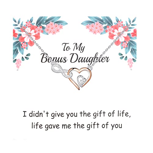 MYSOMY To My Bonus Daughter Halskette Stieftochter Halskette Bonus Tochter Geschenke für Stieftochter Adoptierte Tochter, Messing von MYSOMY