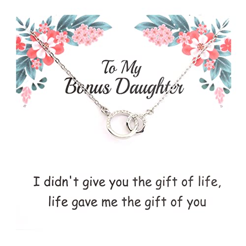 MYSOMY To My Bonus Daughter Halskette Stieftochter Halskette Bonus Tochter Geschenke für Stieftochter Adopted Daughter, Messing von MYSOMY