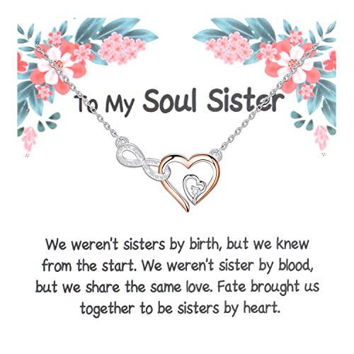 MYSOMY To My Soul Sister Halskette Unbiologische Schwester Geschenk Beste Freundin Interlocking Halskette Soul Sister Schmuck für Frauen, Messing von MYSOMY