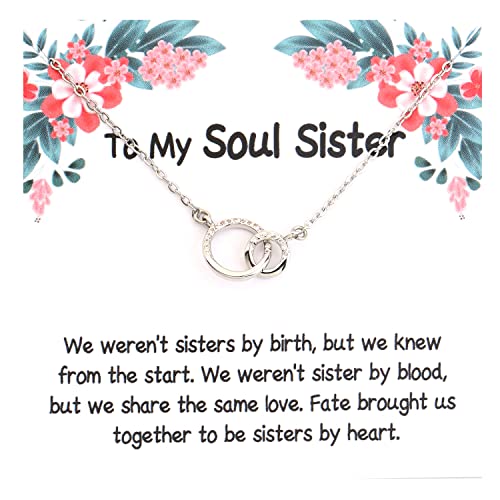 MYSOMY To My Soul Sister Halskette Unbiologische Schwester Geschenk Beste Freundin Interlocking Halskette Soul Sister Schmuck für Frauen, Messing von MYSOMY